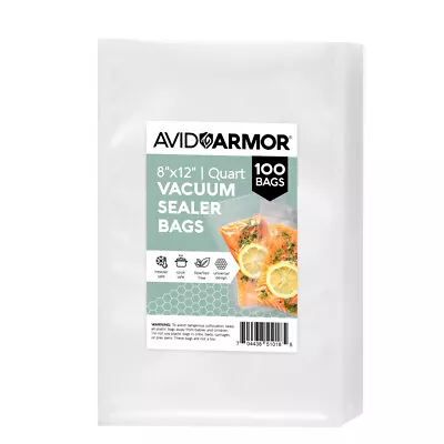 Avid Armor® 8  X 12  Quart Size Pre-Cut Vacuum Sealer Bags - 100 Count • $17.99