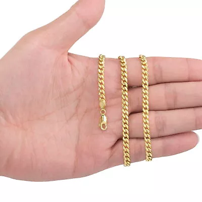 10K Yellow Gold 3.5mm-13mm Miami Cuban Necklace Chain Bracelet 7 -30  Hollow • $173.99