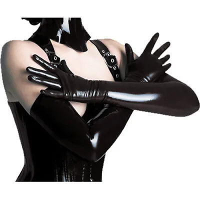 Sexy Women Shine Black Long Gloves Patent Leather Cosplay Costume Party Clubwear • $8.99