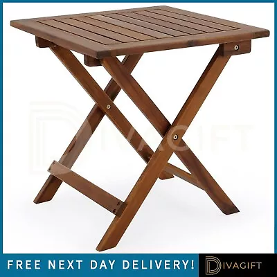 Folding Outdoor Wooden Garden Coffee Side Table Patio Weather Resistant 46cm • £32.99