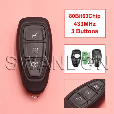 Remote Key Fob 3 Buttons For Ford Focus C-Max Mondeo Kuga Fiesta B-Max 433MHz • $48.49