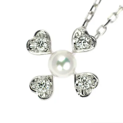 Mikimoto K18WG Akoya Baby Pearl Diamond Pendant Necklace Diameter Approx. 4.2 Mm • $680.80