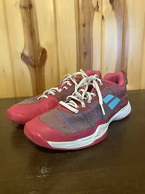 Babolat Jet Mach I AC Women Tennis Shoes Size 9 US Pink Blue Michelin • $19.95