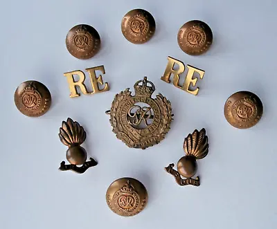 £24.99 • Buy Lot Of WW2 Era George VI Royal Engineers Badges & Buttons - Cap & Collar Badges