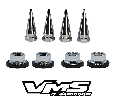 4 Vms Racing Strut Tower Spikes + Black Washers Silver Flanged Nuts For Honda • $29.88