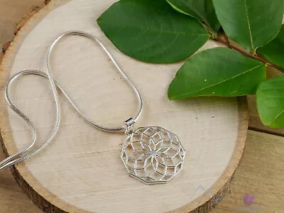 MANDALA Silver Pendant Flower Of Life Sacred Geometry Handmade Jewelry E1090 • $9