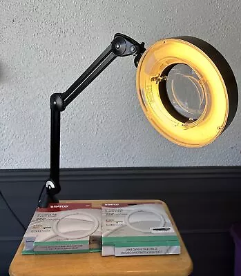 Vintage Luxo 22 Watt   Magnifier Articulating Lamp Swing Arm.  Clamp On Lighted • $89