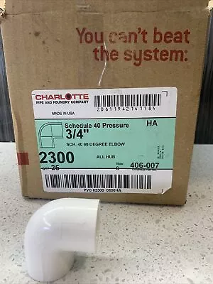 CHARLOTTE CTS-2300-3/4 PVC 90 DEGREE ELBOW Box Of 25 • $19