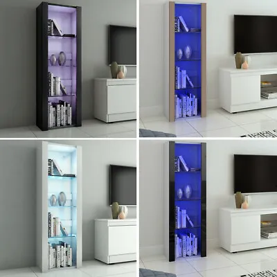 £91.99 • Buy Tall Display Cabinet Cupboard Living Room Sideboard Unit With 16 Color LED Light