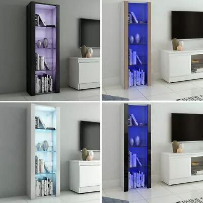 £91.99 • Buy Tall Display Cabinet Cupboard Living Room Sideboard Unit With 16 Color LED Light