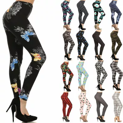 $14.95 • Buy Womens One Size Buttery Soft Graphic Pattern Colorful Print Leggings