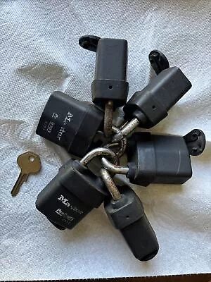 Master Lock Lot Of 6 Used Padlocks 2-1/4  Body Width Keyed Alike 6121KA 1 Key • $29.95