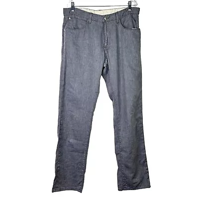 Agave Pragmatist Classic Straight Miramar Blue Linen Cotton Jeans Men's 35X34 • $29.99