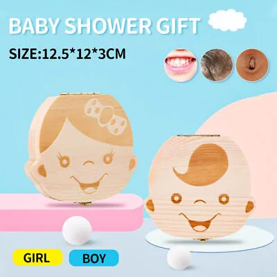 $11.46 • Buy Baby Tooth Box Organizer Save Milk Teeth Wood Boy Girl Kids Storage Gift Case AU