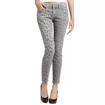 $298 CURRENT/ELLIOTT  The Stiletto  Kate Moss Gray Leopard Animal Print Jeans 27 • £65.68