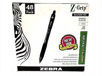 48 Pack Box Of ZEBRA Z-Grip Retractable Ballpoint Pens Black Ink Medium 1.0mm • $19.99