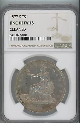 1877-S $1 Trade Silver Dollar Coin NGC UNC Details • $599.99