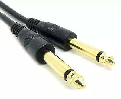 6.35mm GOLD Mono Jack To Plug 6.3mm Guitar Keyboard Amp Lead 1/4 Cable Electric • £7.99