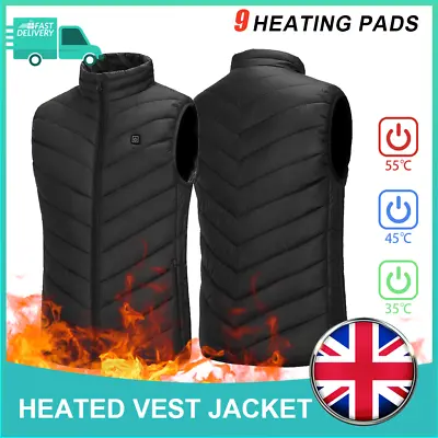 Heated Vest Warm Gilet Winter Electric USB Jacket Men Women Heating Coat Thermal • £11.99