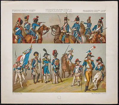 1890 - Suits & Uniforms Military Of The Revolution French Lithography • £48.14