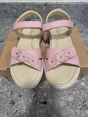 NATURINO RIOU CALF GIRLS LIGHT PINK FLAT  Flower TWIN STRAP SANDALS UK 5 EUR 38 • £25