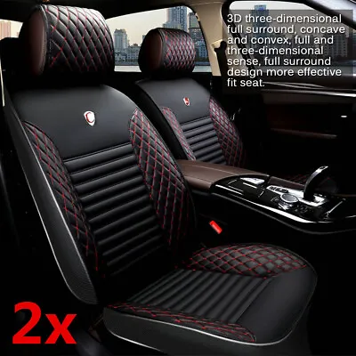 2x Luxury Universal Car Front Seat Covers Leather Breathable Cushion Protector • $59.26