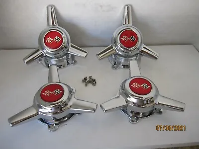 4 American Racing Torq Thrust Ii  Vn 515 Vn615 3 Bar Spinners Caps Wheels Redfla • $99.95