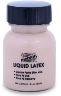 Liquid Latex Light Flesh Color With Brush 1 Oz Mehron Tan Soft Beige Makeup FX • $19.18