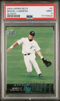 2004 Upper Deck Glossy Miguel Cabrera RC PSA 9 Tigers Marlins Hof • $15