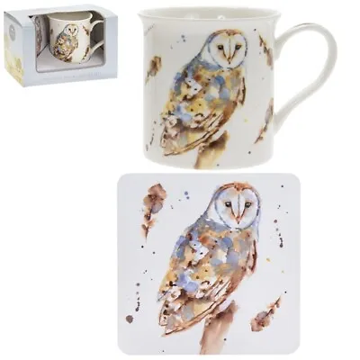 Fine China Mug & Coaster Set Country Life Boxed Barn Owl Gift Lesser Pavey   • £9.99