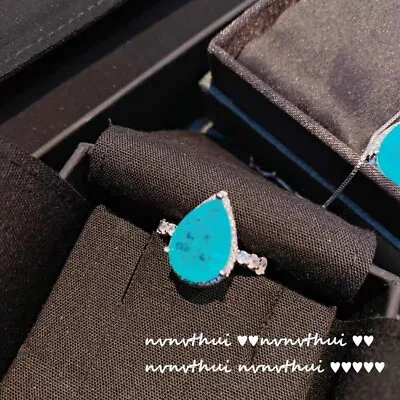 £15 • Buy Vintage Tiffany Blue Pear Paraiba Diamonds Ring UK L2/1 - Nearly New