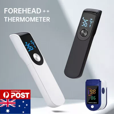 Forehead Thermometer Non-touch Digital Infrared Temperature Gun Finger Oximeter • $10.89