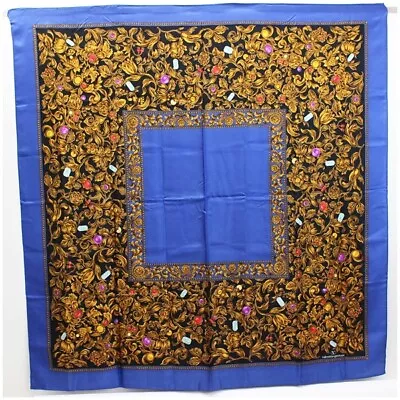 Authentic Valentino Garavani Silk Scarf Blue X Brown Used A Rank VALENTINO • £46.31