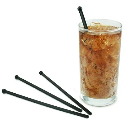 1000x Flat Ball Cocktail Stir Stirrers Black Swizzle Sticks 6  Drink Bar Party • £7.99