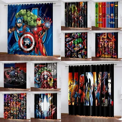 Marvel Avengers Ready Made Pair Thick Thermal Blackout Curtains Ring Top Eyelet • £27.23