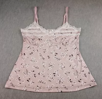 Marilyn Monroe Womens XL Pink Floral Spaghetti Strap Stretch Lounge Sleep Top • $20.65