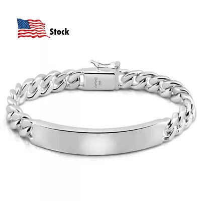 Solid 925 Sterling Silver Mens Miami Cuban Link Chain Bar Bracelet 10mm ALL SIZE • $54.99