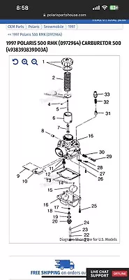 1997 97 Polaris Indy 500 RMK Carb Mikuni Carburetor 38mm From Running Sled • $99.98