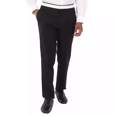 Burberry Men's Black Classic Fit Lambskin Detail Wool Tailored Trousers Brand • $108.66