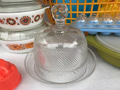 Beautiful Vintage Clear Glass Cake Plate With Dome Stand Prop Film Display • £29.99