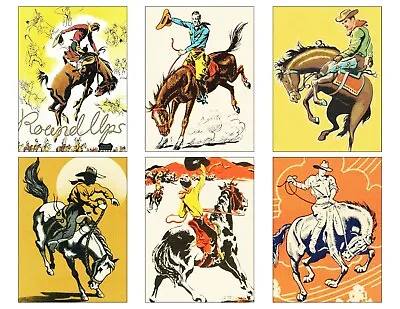 Set Of 6 Vintage Retro Cowboy Western Nursery Horses Cotton FABRIC Images • $14.80
