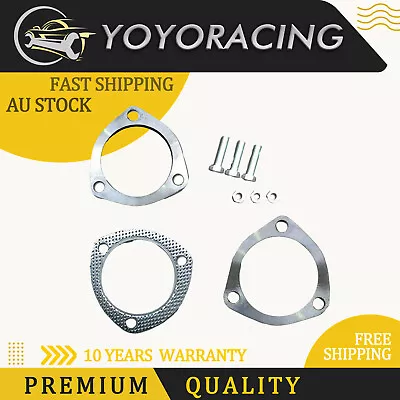 3  76MM Universal Stainless Steel 3 Bolt Exhaust Flange Plate Gasket Set Kit AUS • $95