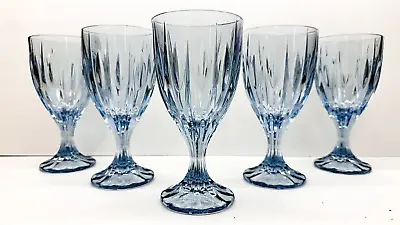 Vintage Set Of 5 Noritake Entree Light Blue 12 Oz Goblets 7.25  Tall • $75