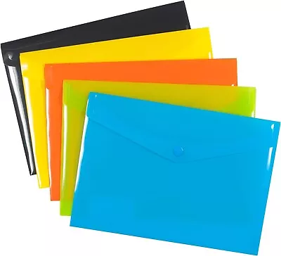 A6 Popper Wallet Plastic 50% Recycled Assorted Colours Pack Of 5 • £4.95