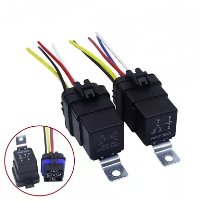 Automobile Relay Waterproof Integrated Wired DC 12V 24V 4/5Pin Auto Relay Holder • $5.36