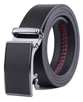 Mens Leather Belt No Holes Ratchet Belt Automatic Buckle Adjustable • $15.99