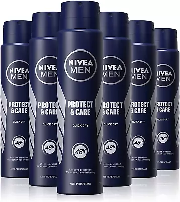 6 X Nivea Men Protect And Care Anti-Perspirant Deodorant Spray 250 Ml • £15.99
