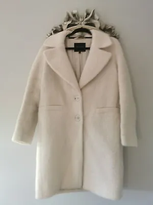 Massimo Dutti Gorgeous Textured  Cream Wool Coat Hardly Worn Size EU 34 • £62