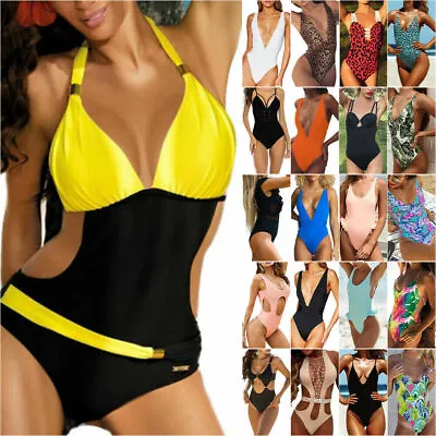 £10.73 • Buy Women One Piece Swimwear Summer Beach Push Up Monokini Swimsuit Swimming Costume