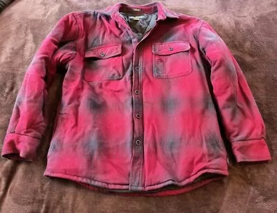 Cabelas L Classic Fit Red Flannel Gray Quilt Line Button Closure Jacket Pockets  • $28.75